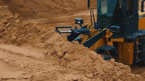 Excavator Digging a Quarry Industrial Construction Preparing the Area for Construction