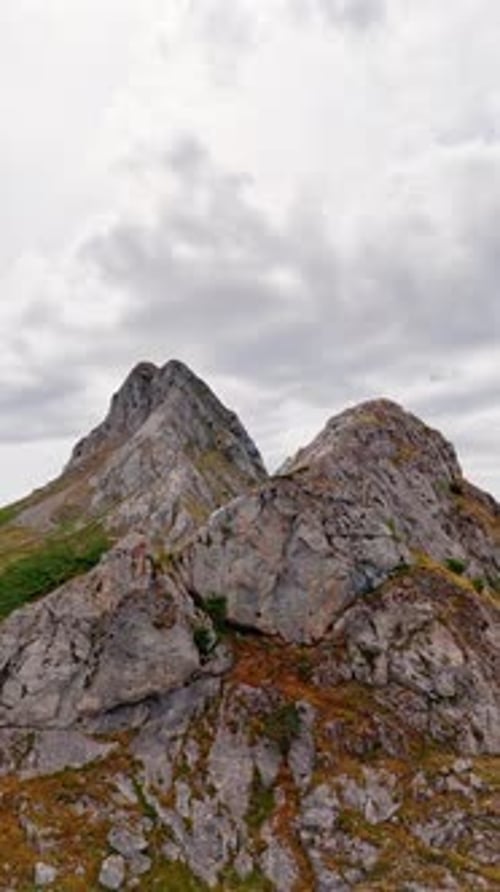 Rugged Mountain Peaks Aerial View