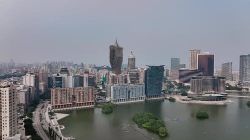 Panorama Of The Whole Of Macau With Large Buildings