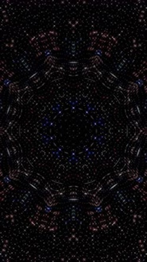 Abstrakter Hintergrund, der Streifen bewegt und mit leuchtenden Lichtpunkten blinkt. Animation mit Kreisen
