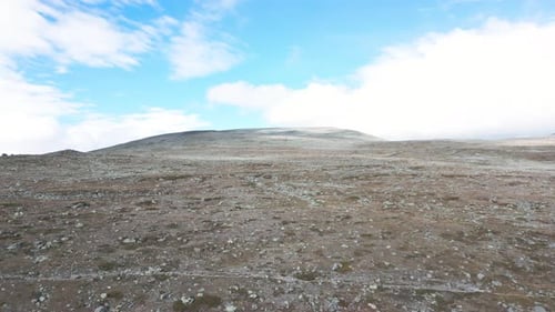 aerial shot of high
plateau mountain landscape, glaciers and snow tops on the horizon, panoramic pu