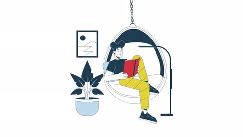 Animación de lectura en silla colgante
