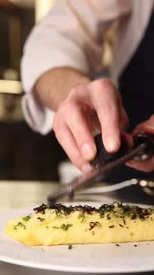 A delicious breakfast at a European restaurant. Close-up