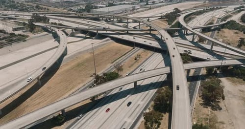 a highway interchange with many roads