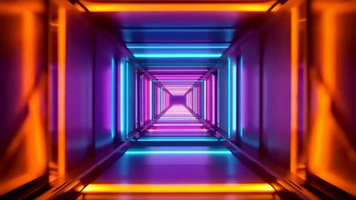 Abstract Futuristic Neon Tunnel Seamless Loop Animation