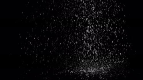 Submerge Collection: Rain drops falling from the top to the bottom of the screen on a black backgrou