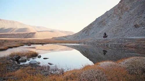Bicycle Touring On Pamir Highway Road, Tajikistan (Slow Motion)