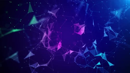 3D Abstract Blue Digital Particles Wave Data Network Connections Technology Concept