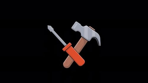 Animated Screwdriver and Claw Hammer Tools. Repair Concept Video - Transparent