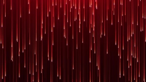 Fond abstrait avec des rayons néons rouge vif et des lignes luminescentes. Les lignes au néon ou les bandes lumineuses descendent