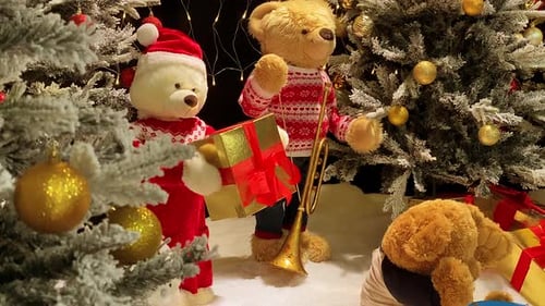 Santa Claus bringing Christmas gifts surprise for kids