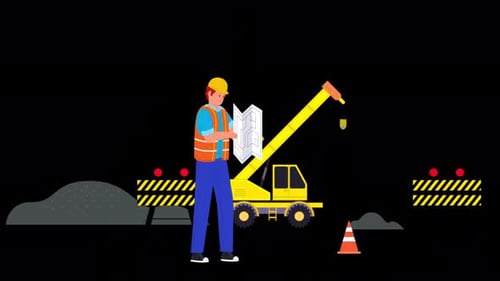 Engineers Working On Construction 4K On Alpha Channel