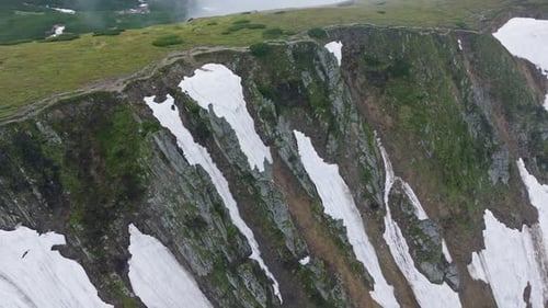 Mountains Spring Snow Stone Rock Clouds Sky Background