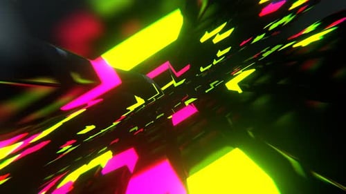 Light Green And Pink Beautiful Infinity Tunnel Neon Cubes Background VJ Loop l 4K