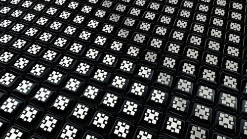 Floating Background with Black Cubes, Exclusive, Reflection, 3D Render, White Shapes, Unique Design