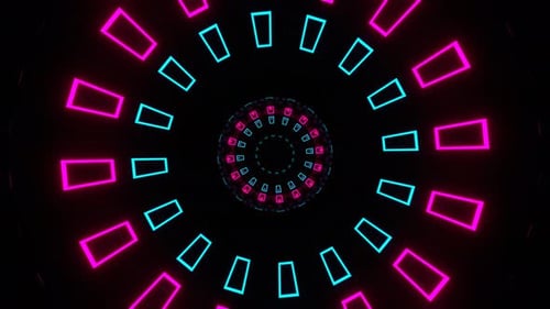 Cyan And Pink Neon Light Spherical Tunnel Background Vj Loop In 4K