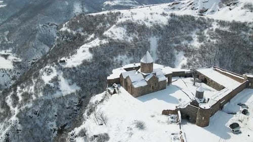 Spectacular Views of Beautiful Winter Cliffs and Countryside Winter Mountains Famous Armenian