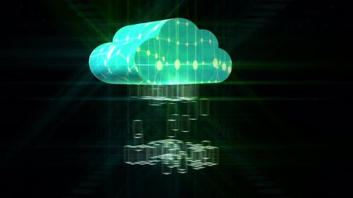 Futuristic Cloud Computing Network Animation with Data Server Blocks
