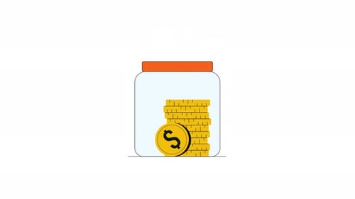 4 x Spardose. Animationsvideo zur finanziellen Investition oder zum Speichern eines Konzepts
