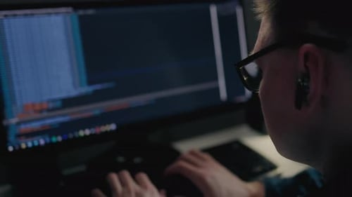 Remote Part Time Job, A Young Man Actively Works At Home, The Work Of An It Specialist Programmer