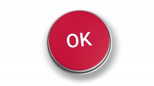 3D Red OK Button Press Animation