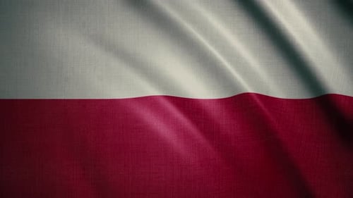Realistic Waving Flag of Poland with Fabric Texture