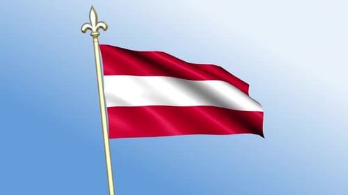 Animated Austrian Flag Waving Loop with Golden Pole