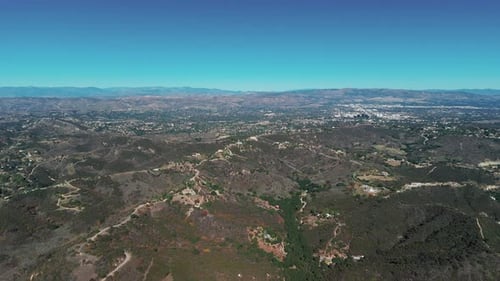 Drone Wide Footage Over Hills and Mountains in Santa Barbara County California Sunny Day