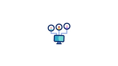 Digital Network Connection Icon Animation with People
