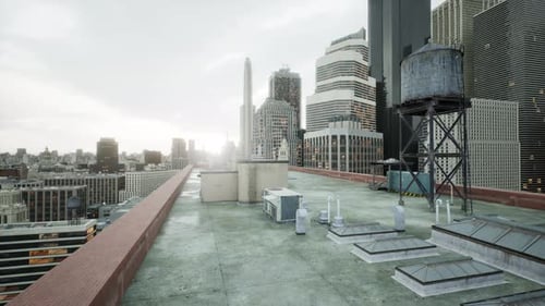 El techo del edificio con vistas a la ciudad desde los rascacielos