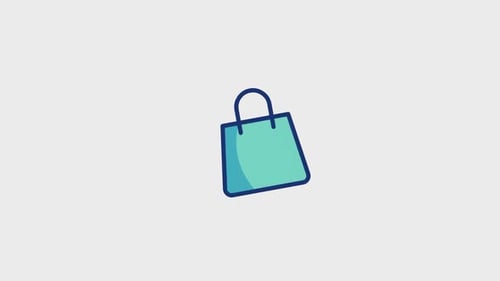 Animated Flat Design Shopping Bag Icon for E-commerce