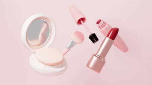 Floating 3D Makeup and Beauty Products Animation
