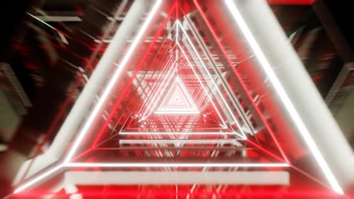 White and Red Triangular Dimension VJ Loop Background Animation in 1080HD