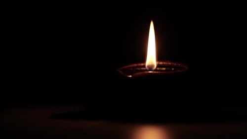 Close-up of Candle Flame in Darkness