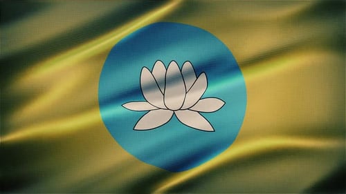 Abstract Lotus Flower on Waving Fabric Background Loop