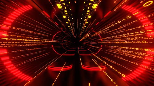 Red And Orange Futuristic Journey Into Digital Background Vj Loop In 4K