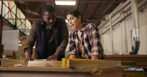 Man, creative and carpenter planning design in workshop for furniture, manufacturing