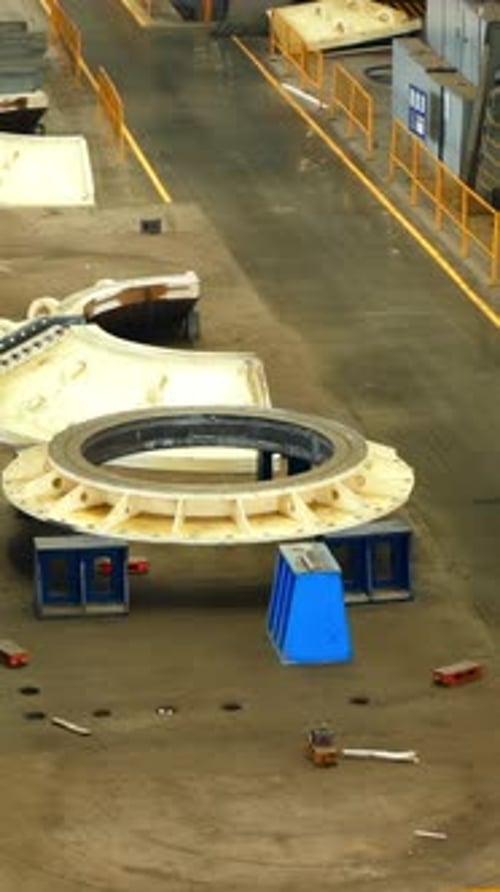 Manufacturing Process of Large Metal Components in Busy Factory Stock Clip