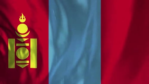 Mongolian National Flag Realistic Fabric Waving