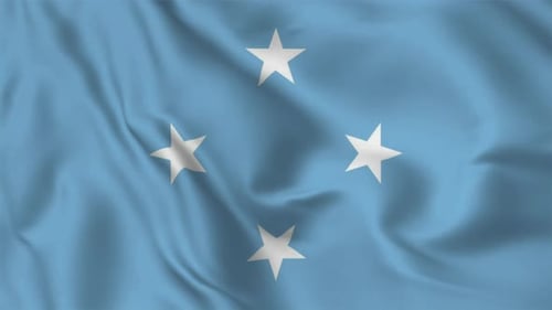 Realistic Waving Blue Flag with Four White Stars Animation
