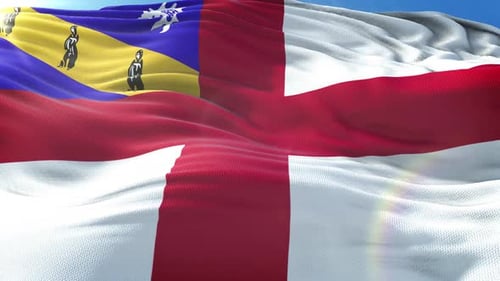 Sark Island Flag Waving Loop with Realistic Fabric Motion