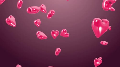 Romantic Pink Hearts Floating Background Animation