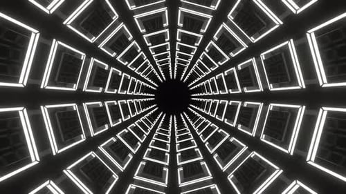Weiße Quadrate im glänzenden Tunnelhintergrund Vj Loop In 4K