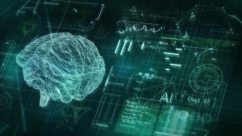 Künstliche Intelligenz verarbeitet Daten in einer digitalen Gehirnschnittstelle