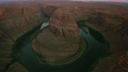 Horseshoe bend Arizona aerial view featuring the Colorado river and lake powell