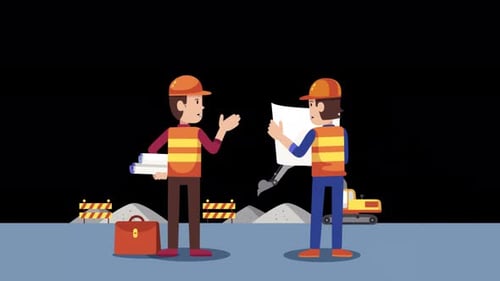 Engineers Working On Construction 4K On Alpha Channel