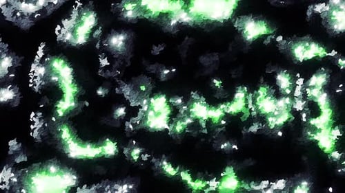 Taches scintillantes en mouvement sur fond noir