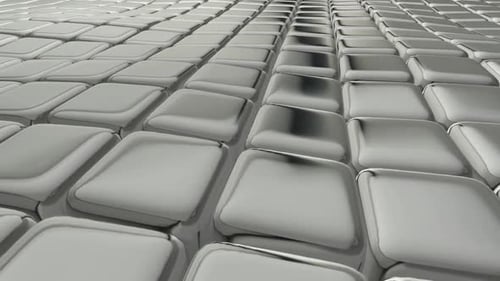 Luxury Background with a Floating Field of Silver Cubes, Figures, Reflection, 3D Render, Exclusive