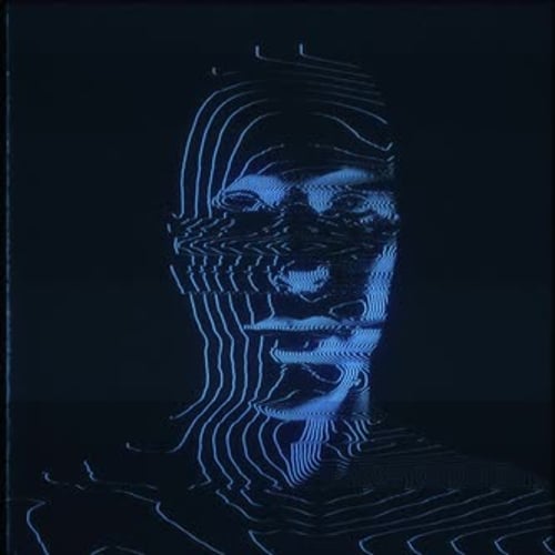 Futuristic Abstract Head Contours with Glitch Effect