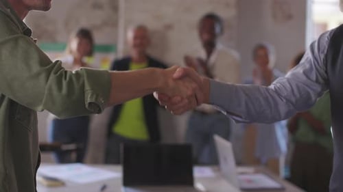 Business People Handshake, Applause at Conference